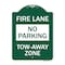 Signmission Fire Lane Sign No Parking Tow-Away Zone, Green & White Aluminum Sign, 18" x 24", GW-1824-23992 A-DES-GW-1824-23992 - alternate 1